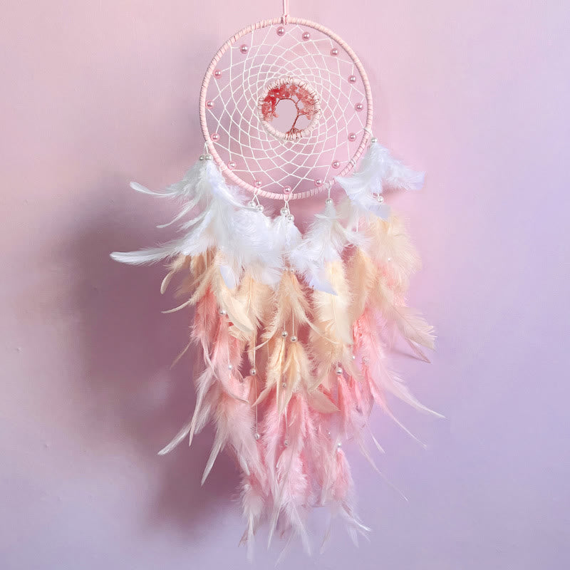 LZINA™ | Crystal Tree of Life Feather Glow Dreamcatcher