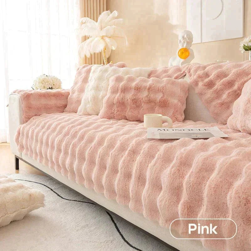 BowLift | Rabbit Fleece Sofa Cover | Non-Slip Plush Protector | Machine Washable | Soft & Cozy Home Decor