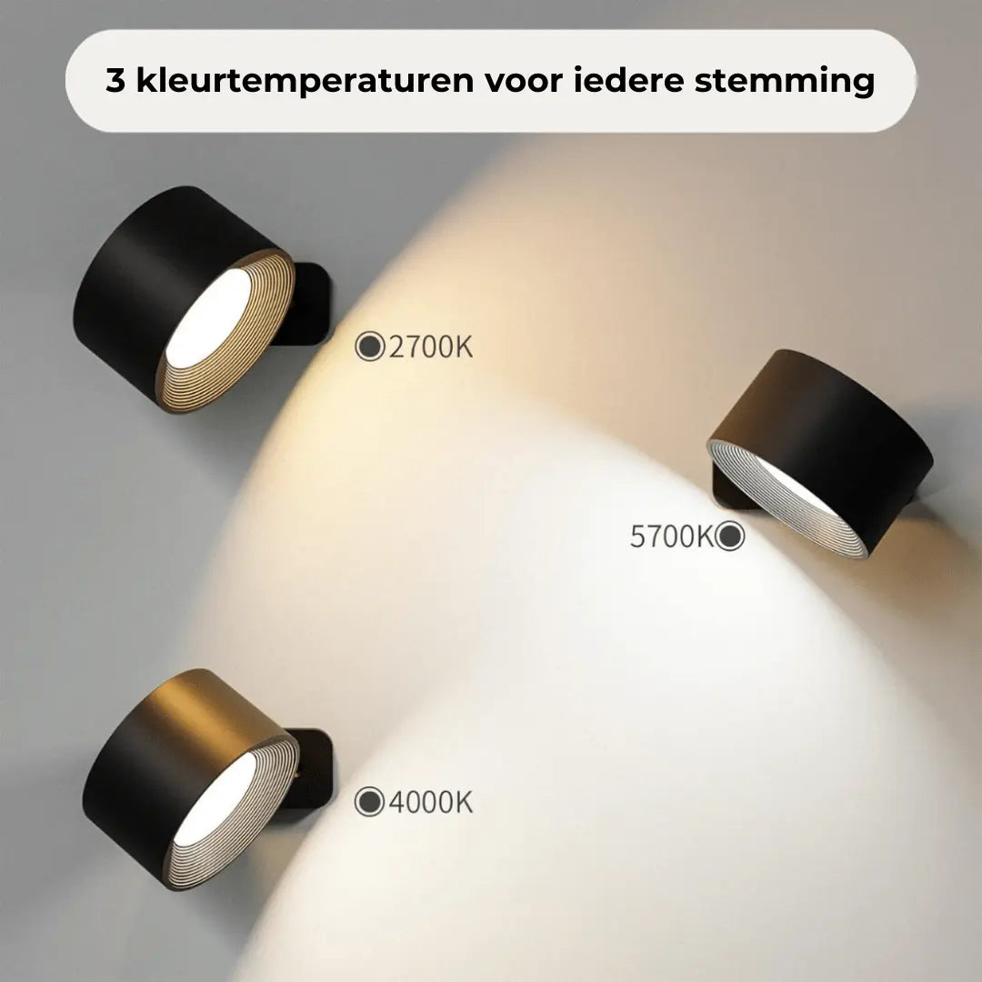 BowLift Wall Lamp - Rechargeable Wireless, 360° Rotating Light