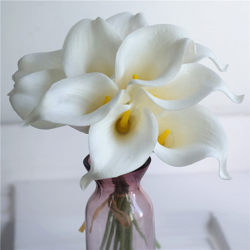 BowLift | 10 marine blue Calla lily PU Real Touch flowers wedding decoration bouquets table decoration artificial flowers home decor
