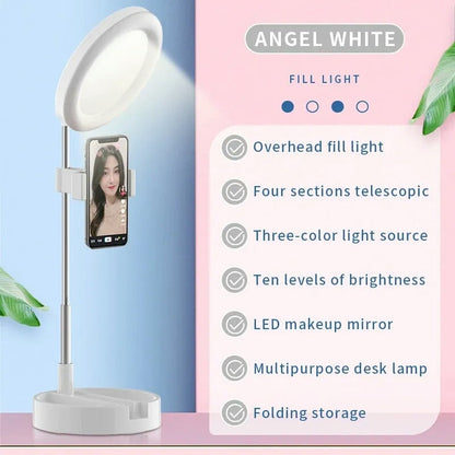 Selfie Ring Light with Makeup Mirror & Phone Holder Kit Bowlift