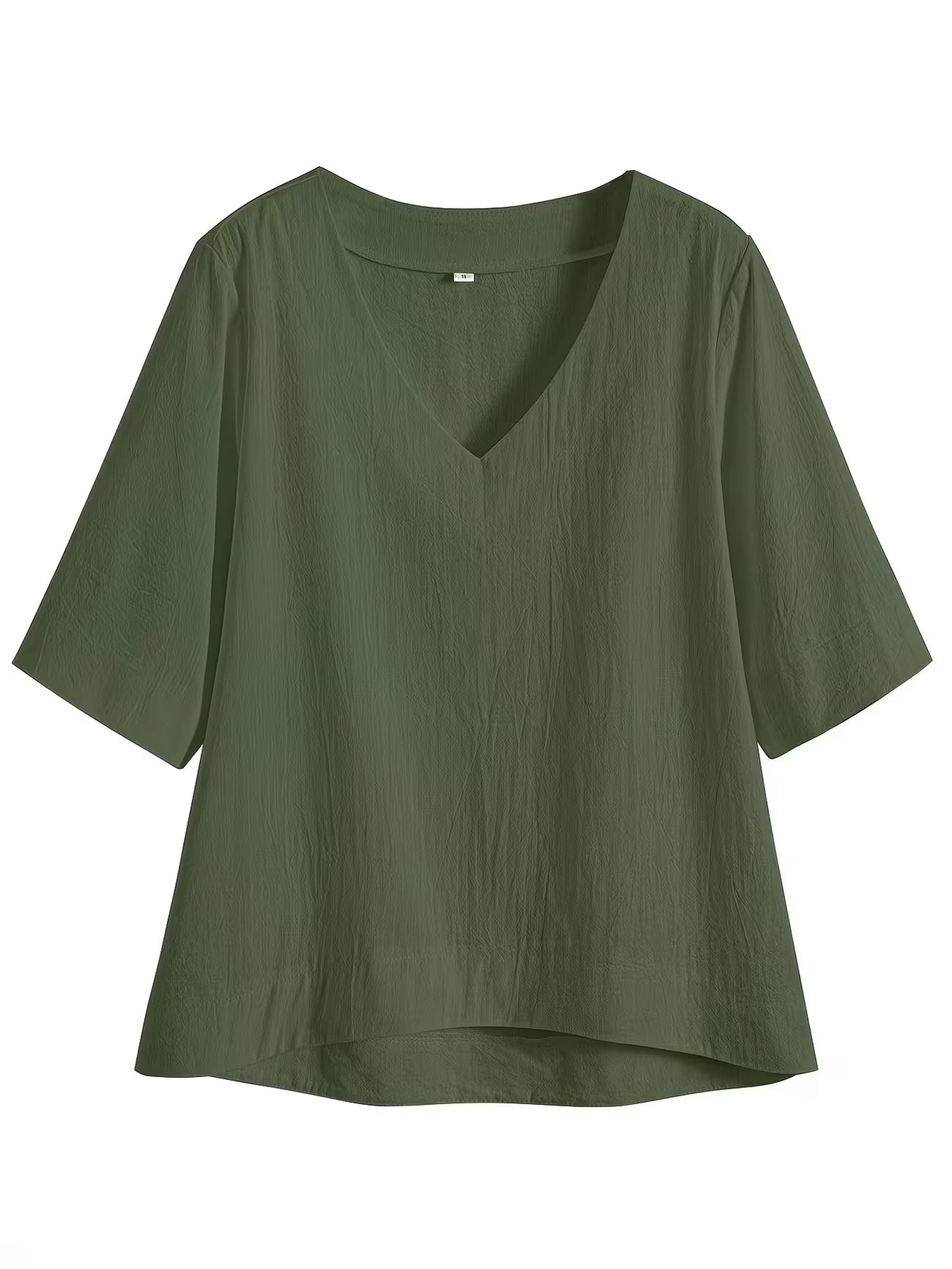 Women’s V Neck Loose Blouse with Half Sleeves and Casual Summer Fit