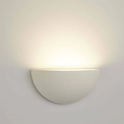 BowLift White Plaster Vintage Wall Spotlight – Paintable Half-Round Half-Moon, 30cm