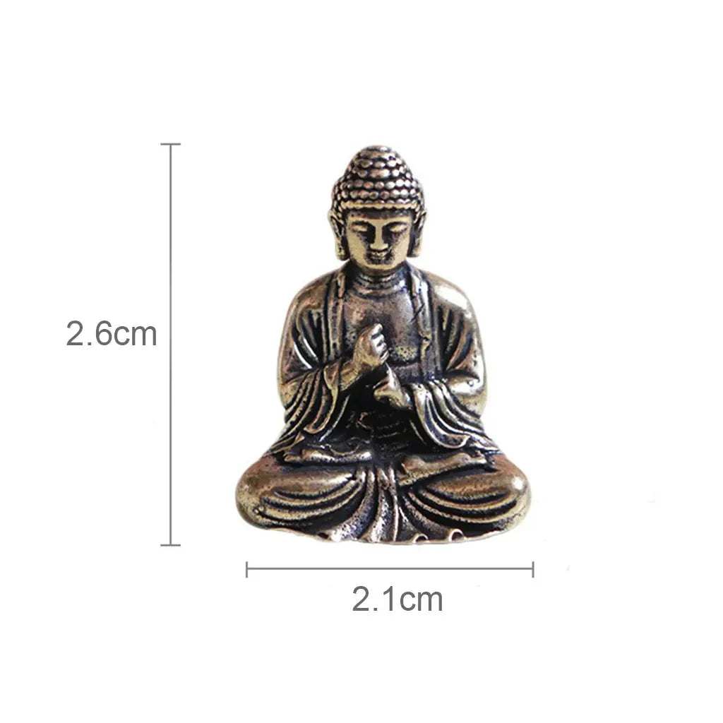 LZINA™ | 10 piece Miniature Brass Sitting Buddha Statue Figure for Travel Buddhism Worship Home Office Desk Decoration