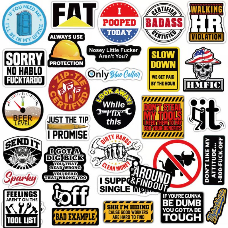 BowLift | 150 Pcs blue collar funny stickers‍️