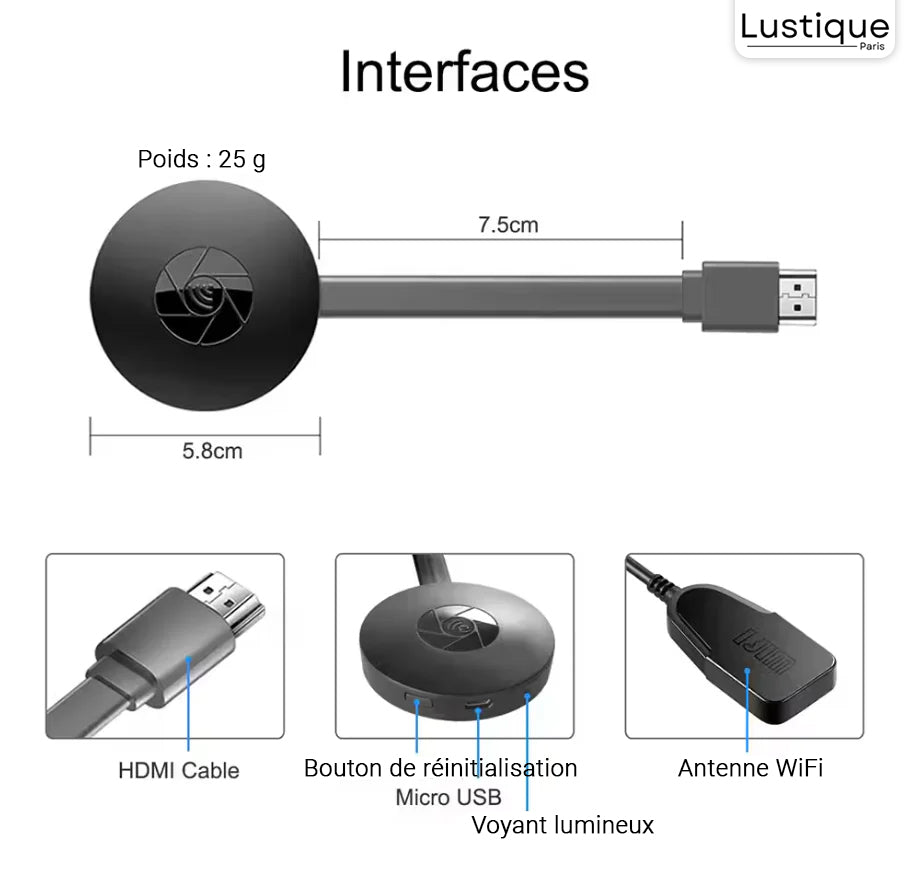 BowLift | Wireless HDMI Display Adapter | MediaLink 1080P WiFi Screen Mirroring for Android, iOS, Windows & Mac