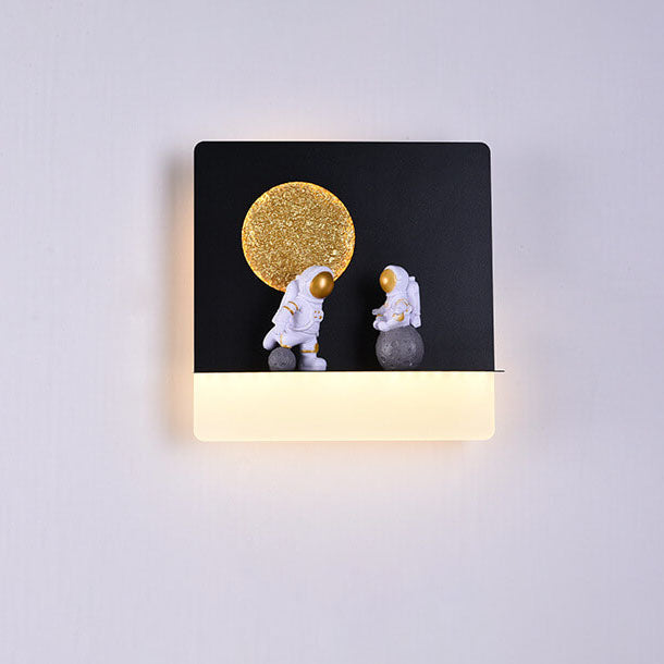 BowLift Modern Iron-Resin Round Astronaut LED Wall Light – Unique Bedroom Accent Lamp