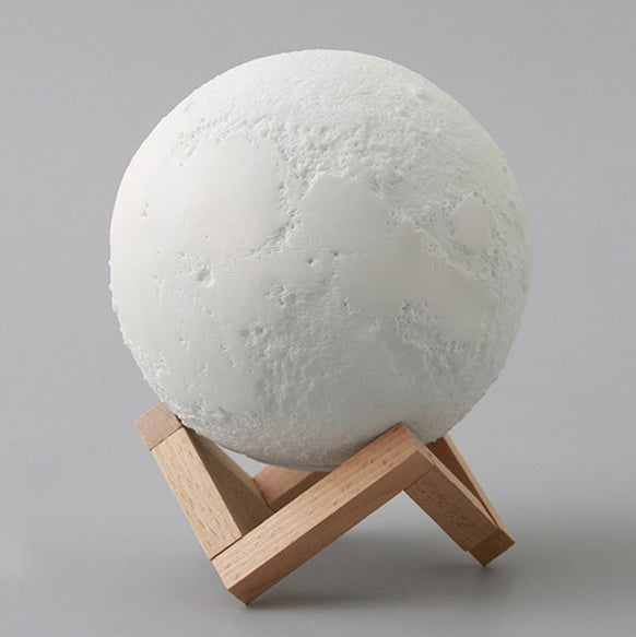 BowLift Creative Mini Moon Lamp – Rechargeable, 3D-Printed, 1-Light LED Table Lamp