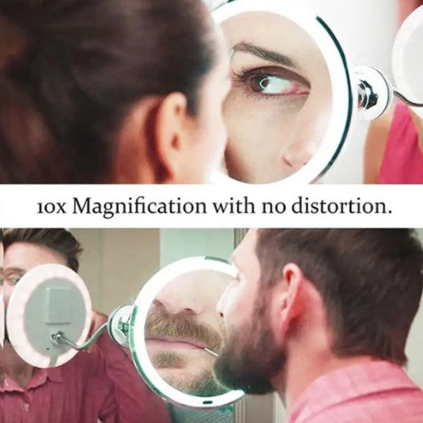 BowLift | LED magnifying mirror with flexible gooseneck | 10x magnification | daylight LED | cosmetic mirror
