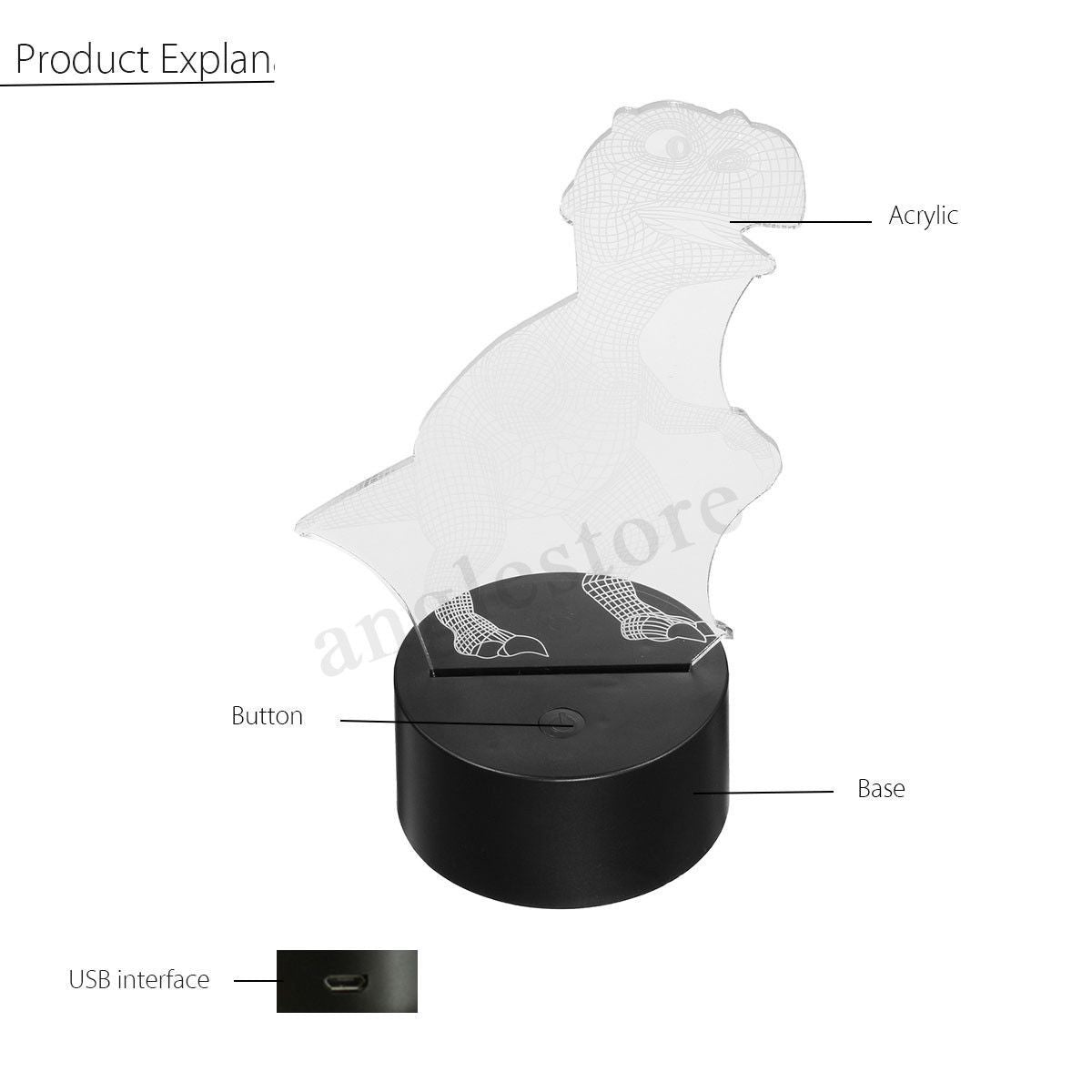 LZINA™ | Dinosaur Night light - 3D Dinosaur Light - T Rex Night Light