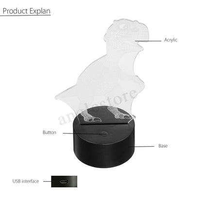 LZINA™ | Dinosaur Night light - 3D Dinosaur Light - T Rex Night Light