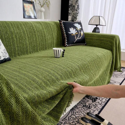 BowLift | Herringbone Chenille Tassels Sofa Cover