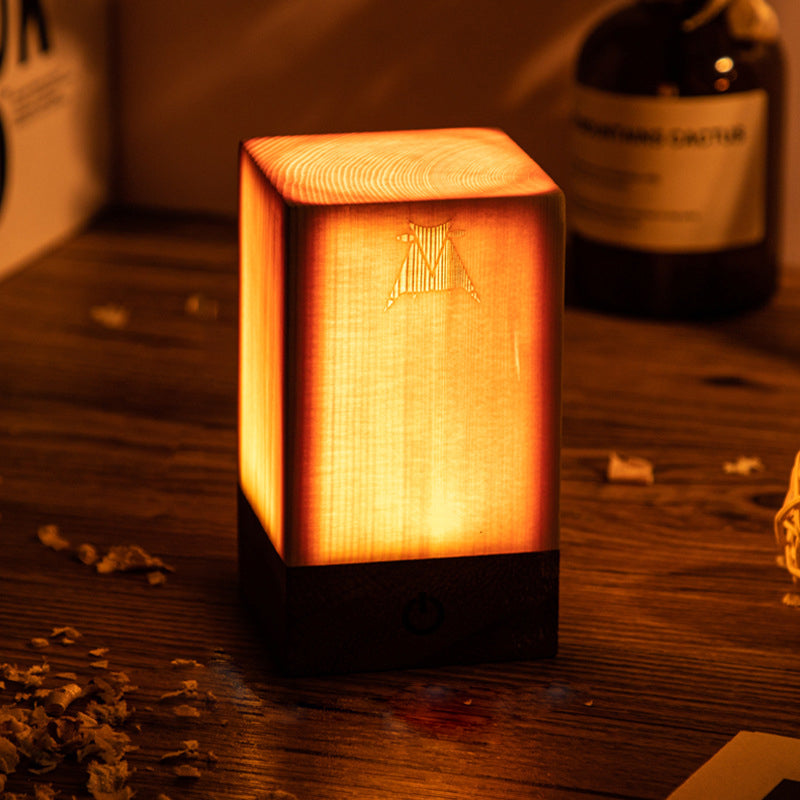 LZINA™ | LumiWood – Battery-Powered LED Table Lamp with Touch Control