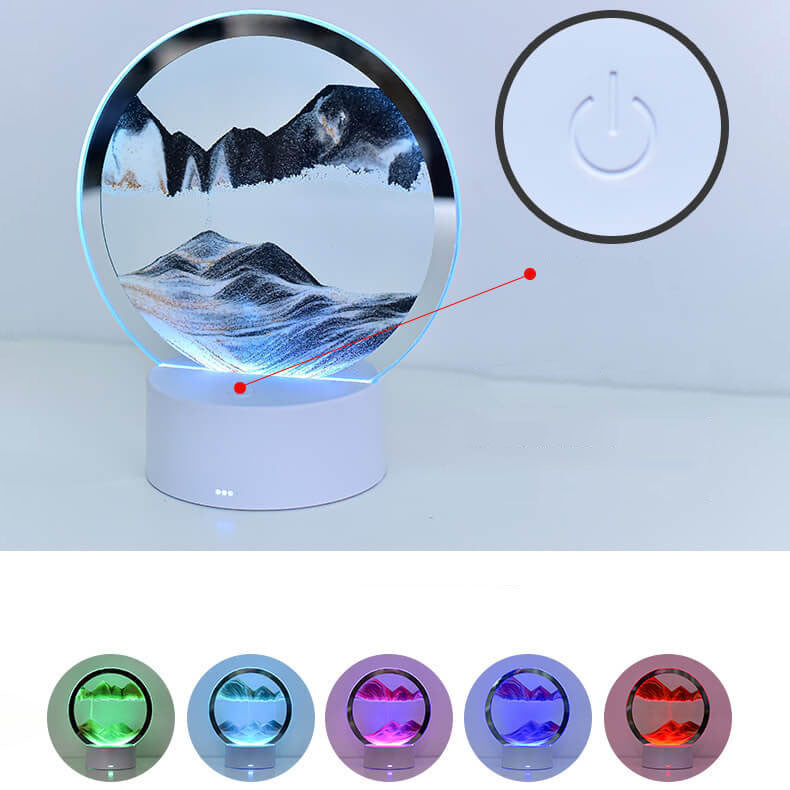 BowLift Creative Round Hourglass Quicksand 3D LED Night Light Table Lamp
