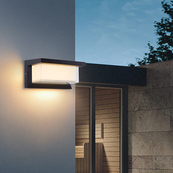 LZINA™ | Modern Minimalist Solar Rectangle PC LED Outdoor Wall Light Lamp For Outdoor Patio