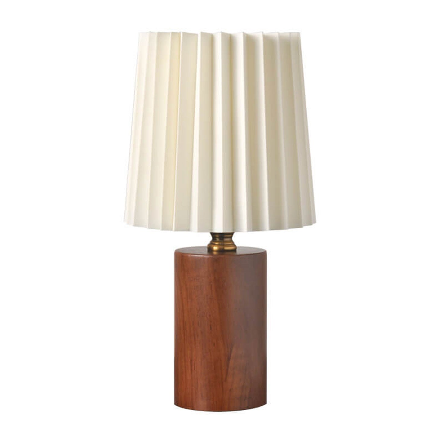 BowLift Vintage Korean Pleated Column Table Lamp – Solid Wood Base, 1-Light