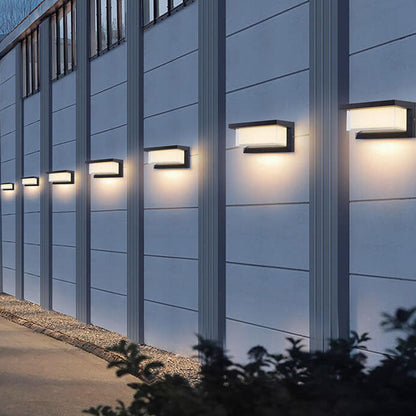 LZINA™ | Modern Minimalist Solar Rectangle PC LED Outdoor Wall Light Lamp For Outdoor Patio