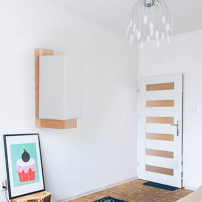 BowLift Modern Minimalist Solid Wood Wall Sconce with Square Glass Column, 1-Light Lamp