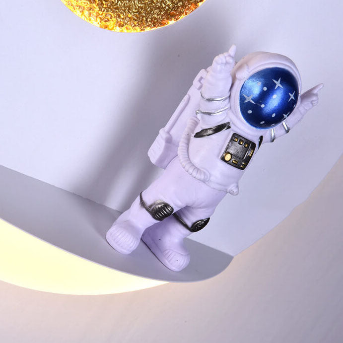 BowLift Modern Iron-Resin Round Astronaut LED Wall Light – Unique Bedroom Accent Lamp
