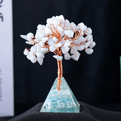 LZINA™ | Natural Stone Gravel Pyramid Base Feng Shui Tree