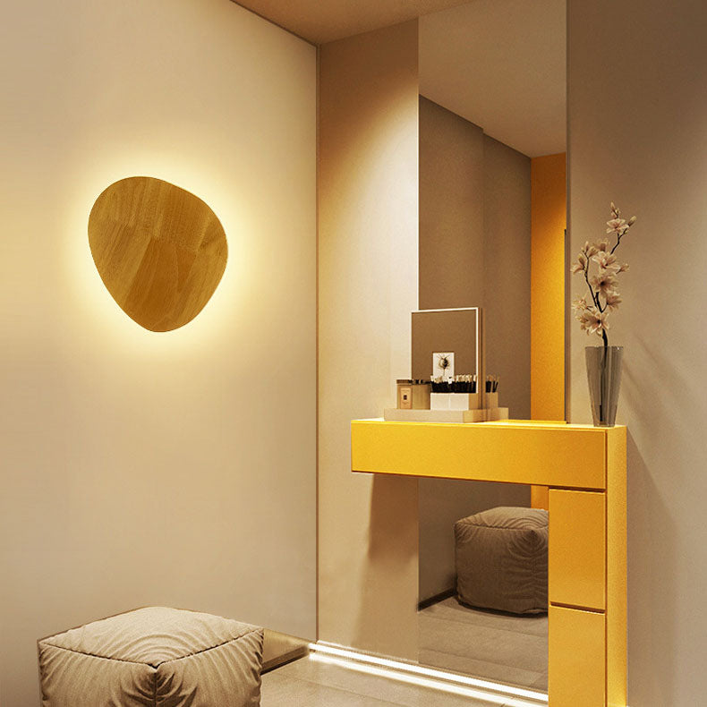BowLift Modern Minimalist Wood LED Wall Light — Round, Irregular Oval Wall Lamp for Living Room