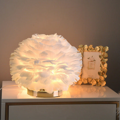 BowLift Luxury Feather Table Lamp – Elegant Bedroom & Nightstand Lighting
