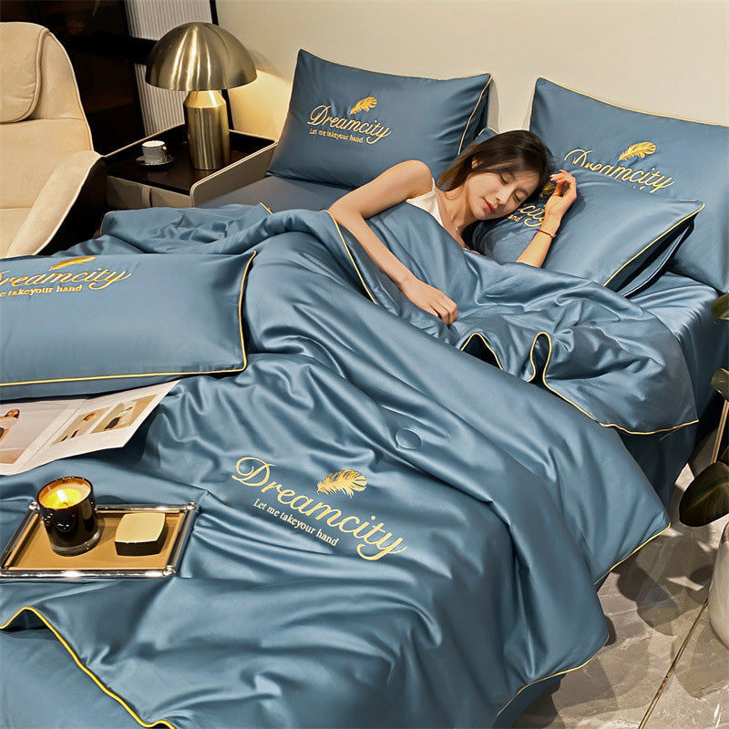 BowLift | Bedding Set Blue Silk Cooling Summer Quilt