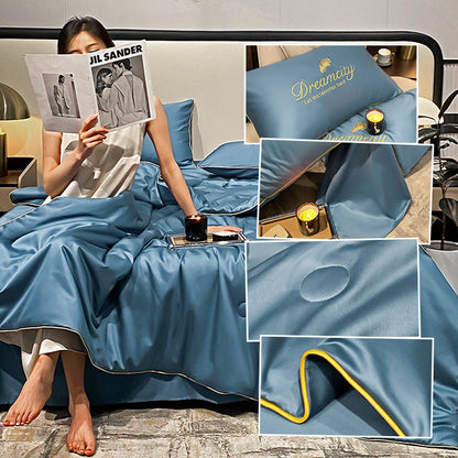 BowLift | Bedding Set Blue Silk Cooling Summer Quilt