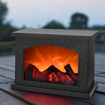 BowLift Cozy Rectangular Fireplace Lantern Lamp with Realistic Flame Effect