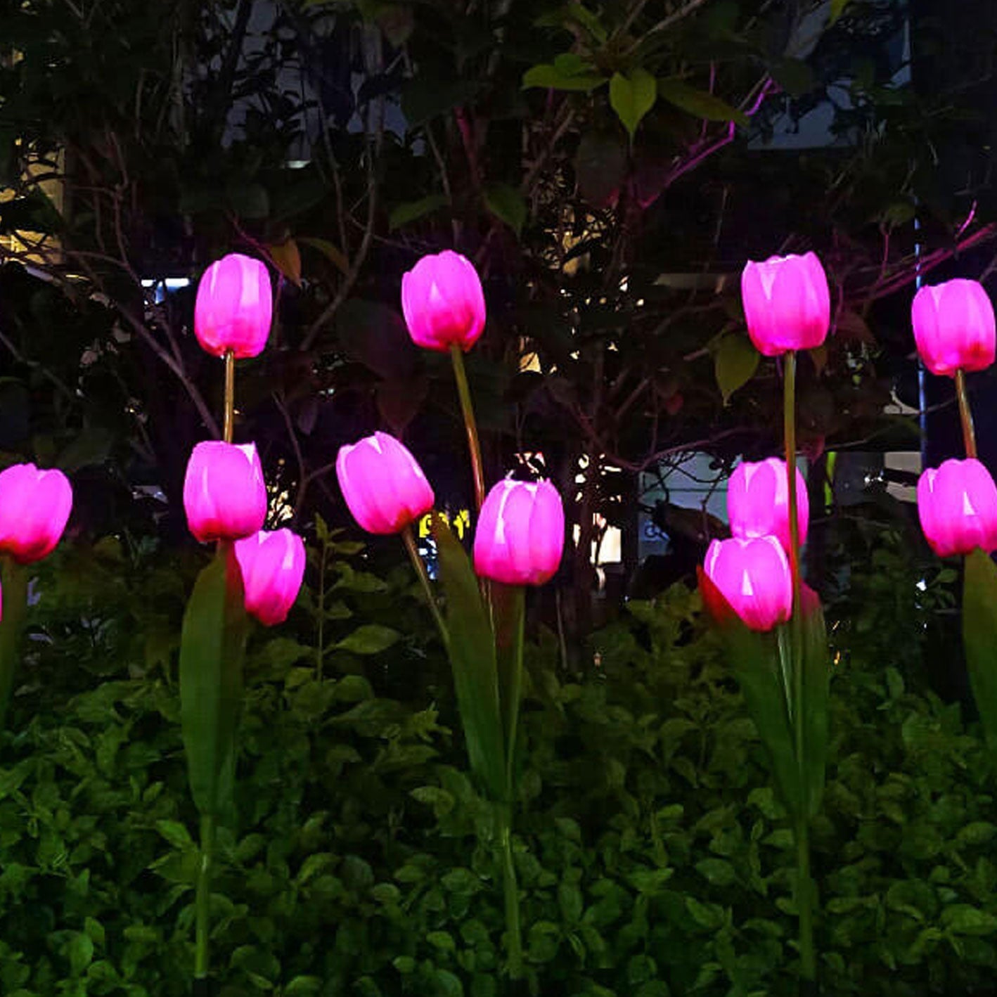 LZINA™ | Solar Tulip Lawn Light Outdoor Garden LED Tulip Flower Light Ground Stake Landscape Light