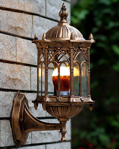 LZINA™ | Antique Gold Outdoor Wall Light