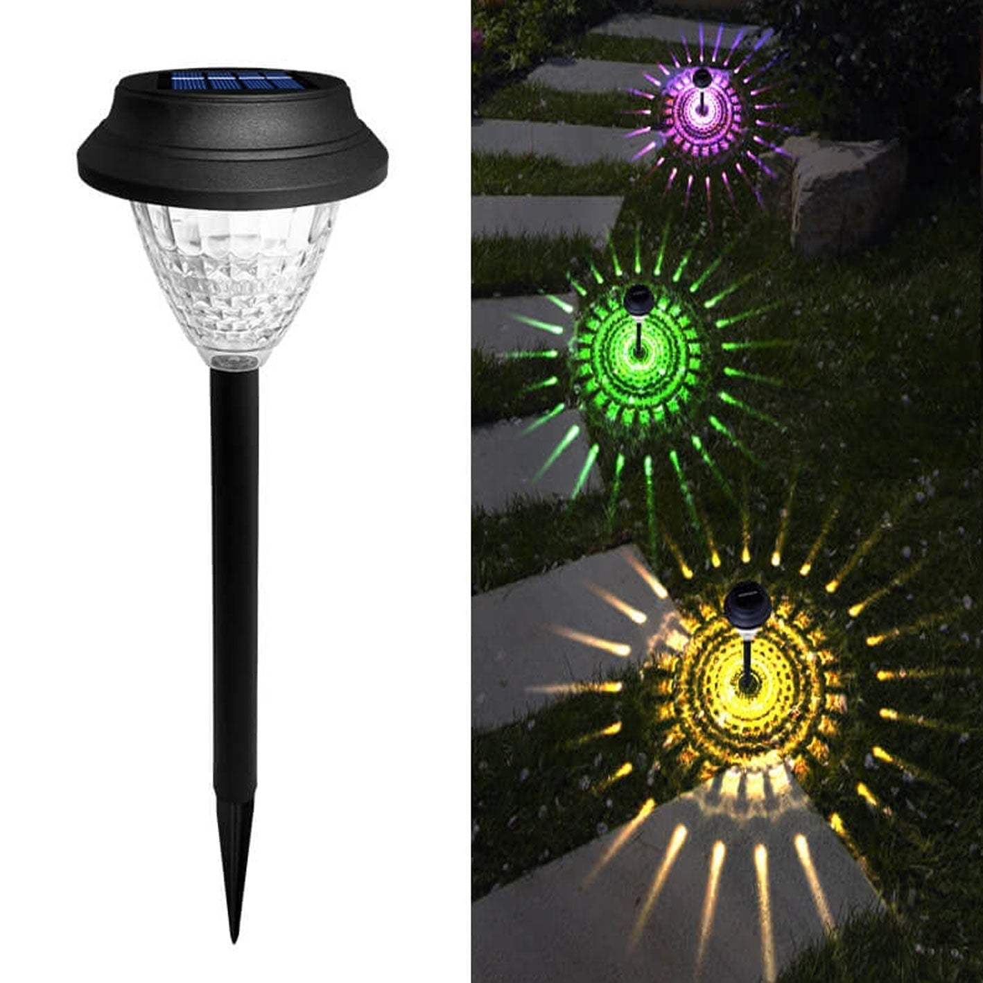 LZINA™ | Solar waterproof circular divergent light shadow design LED outdoor garden decorative light