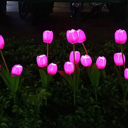 LZINA™ | Solar Tulip Lawn Light Outdoor Garden LED Tulip Flower Light Ground Stake Landscape Light