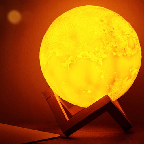 BowLift Creative Mini Moon Lamp – Rechargeable, 3D-Printed, 1-Light LED Table Lamp