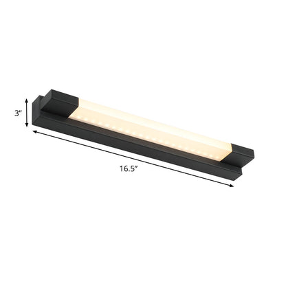 BowLift | Simple Straight Vanity Mirror Light Metal LED Bathroom Wall Lamp in Black, Warm/White Light