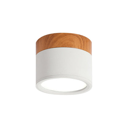 BowLift | Modern Macaron Ceiling Light – Compact Metal/Wood Flush Mount Lighting for Kitchen and Bar in Yellow, Blue, and Black