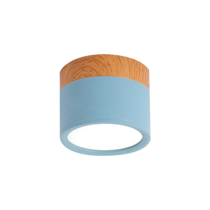 BowLift | Modern Macaron Ceiling Light – Compact Metal/Wood Flush Mount Lighting for Kitchen and Bar in Yellow, Blue, and Black