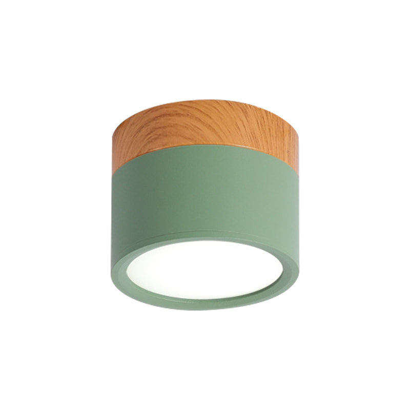 BowLift | Modern Macaron Ceiling Light – Compact Metal/Wood Flush Mount Lighting for Kitchen and Bar in Yellow, Blue, and Black