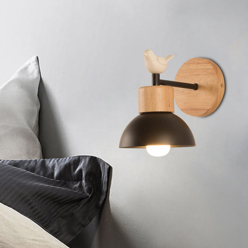 BowLift by NordicDome: Stylish Metal & Wood Wall Lamp with a Cute Bird for the Children's Room