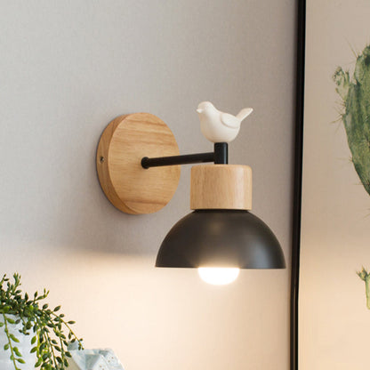 BowLift by NordicDome: Stylish Metal & Wood Wall Lamp with a Cute Bird for the Children's Room