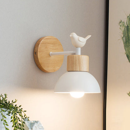BowLift by NordicDome: Stylish Metal & Wood Wall Lamp with a Cute Bird for the Children's Room