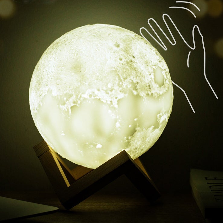 BowLift Creative Mini Moon Lamp – Rechargeable, 3D-Printed, 1-Light LED Table Lamp