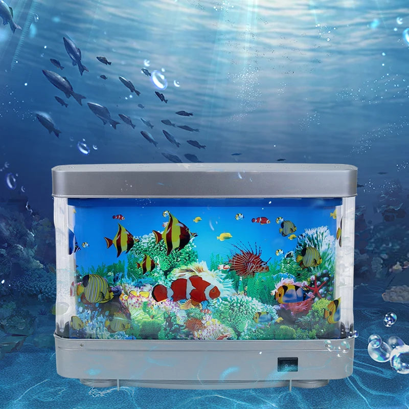 LZINA™ | Virtual Ocean Desk Fish Tank with LED Night Light