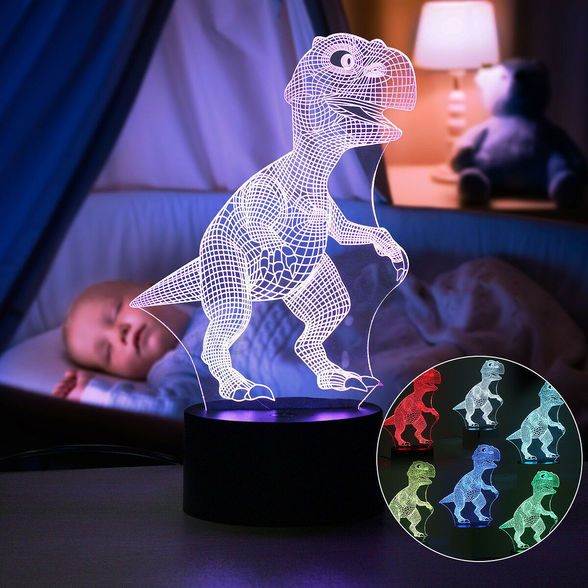 LZINA™ | Dinosaur Night light - 3D Dinosaur Light - T Rex Night Light