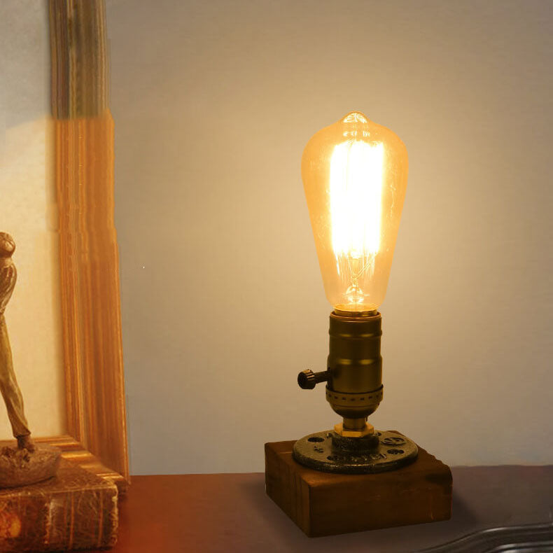 BowLift Vintage Industrial Iron Table Lamp — 1-Light Bulb Design