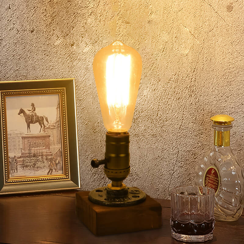BowLift Vintage Industrial Iron Table Lamp — 1-Light Bulb Design