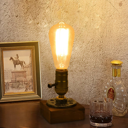 BowLift Vintage Industrial Iron Table Lamp — 1-Light Bulb Design