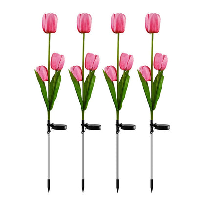 LZINA™ | Solar Tulip Lawn Light Outdoor Garden LED Tulip Flower Light Ground Stake Landscape Light