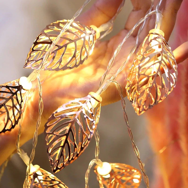 BowLift Golden Leaf Fairy Lights – Elegant, Warm Glow for Any Space