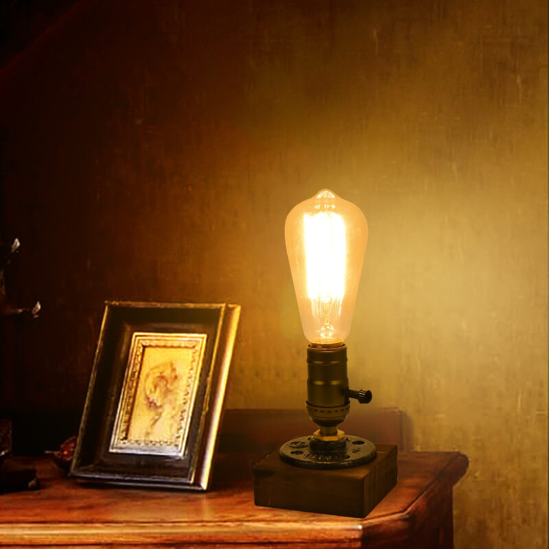 BowLift Vintage Industrial Iron Table Lamp — 1-Light Bulb Design